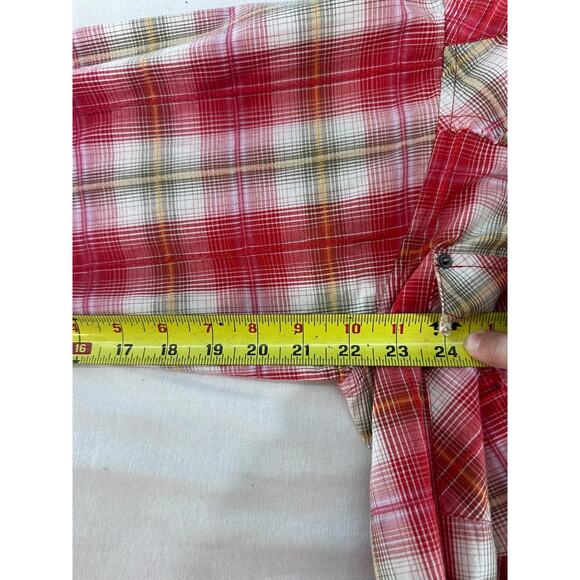 Brooks & Dunn Collection Mens sz M Snap Plaid Red & Green Western Collared Shirt - Picture 9 of 10